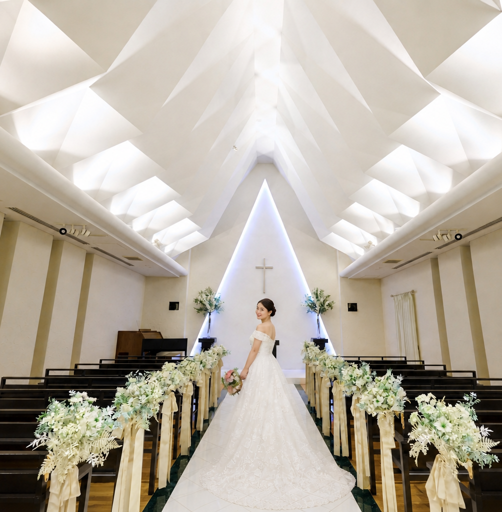 福岡・博多の結婚式場フォレストテラス博多の光あふれるチャペルとバージンロード